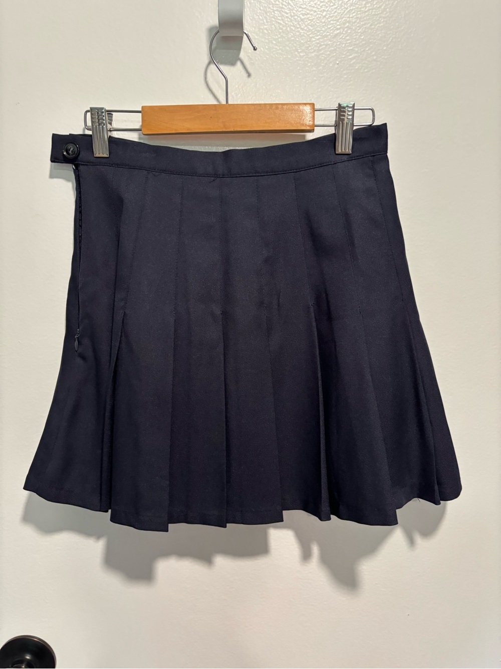 Navy Pleated Skater Mini Skirt